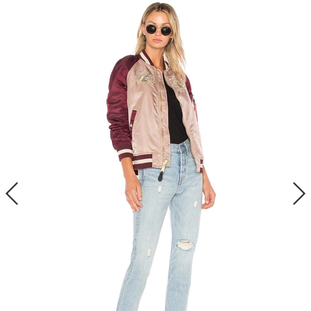 Alpha Industries Japan Souvenir MA-1 Eagle Bomber, Mauve, XS-M